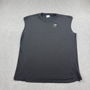 Gymshark Tank Top Mens Large Black Critical Cut Off Muscle Tee Workout Training